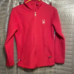 Spyder Women's L CORE Ribbed Polyester Sweater Knit Full Zip Pink Zip Jacket